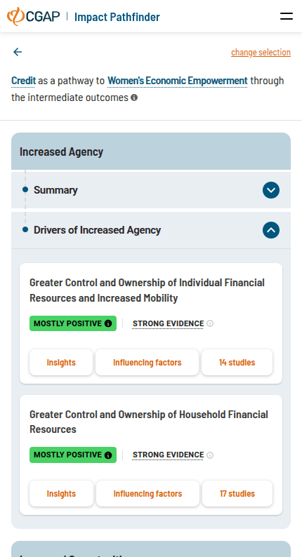 Screenshot showing a pathway within the Impact Pathfinder tool.